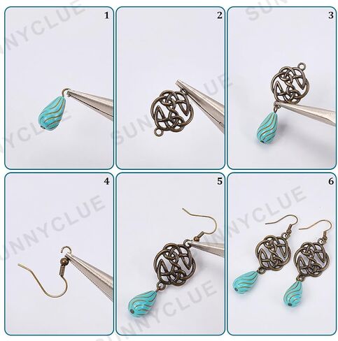 Sunnyclue 1 Box DIY 10 أزواج بوهو تصنيع طقم طقم فيروز سحر الباروكي على الطراز التبتي الطلاء المعدني المعدني أوراق الربيع in Saudi Arabia