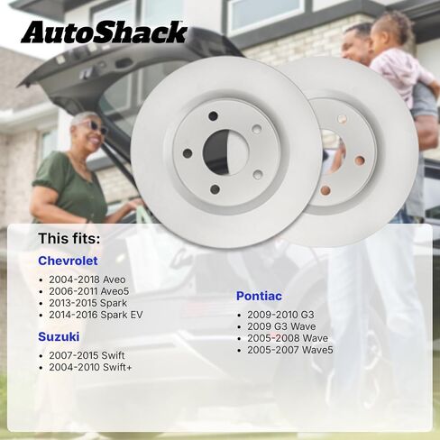 AutoShack Front Drilled Slotted Brake Rotors Silver Pair of 2 Driver and Passenger Side Replacement for Pontiac G3 Wave5 Chevy Aveo Spark EV Aveo5 2013-2015 Spark 2004-2009 Suzuki Swift+ PR65101DSZPR in Saudi Arabia
