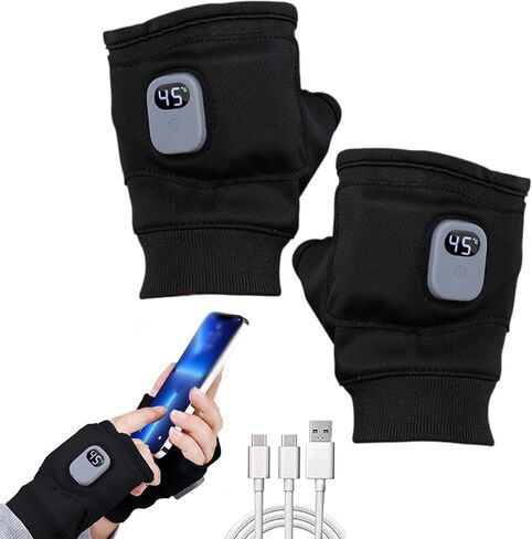 Portable Heating Gloves with Digital Display,Smart Thermostatic Heated Fingerless Gloves, 2026 New Rechargeable Fingerless Heated Gloves for Women Men in Saudi Arabia
