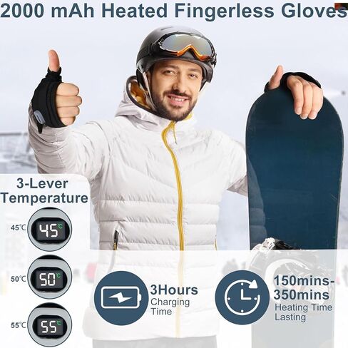 Portable Heating Gloves with Digital Display,Smart Thermostatic Heated Fingerless Gloves, 2026 New Rechargeable Fingerless Heated Gloves for Women Men in Saudi Arabia