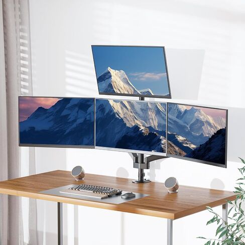 WALI Quad Monitor Mount for 17-27 inch Screens, Extra Tall 4 Monitors Desk Mount, up to 19.8lbs, 32.2 inch Height Max, Fully Adjustable Gas Spring 4 Monitor Stand, VESA 75/100mm (GSDM004S), Black in Kuwait