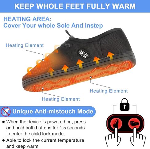 Amiable Heated Slippers, 7.4 V Foot Warmer with Independent Switches Electric Slippers with 5000mAh Rechargeable Battery Heated Shoes to Keep Feet Warm in Kuwait