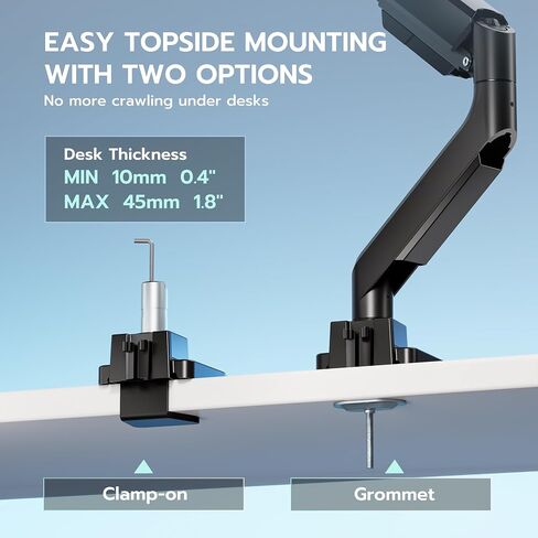 ARES WING Ultrawide Monitor Arm, Heavy Duty Single Monitor Mount for 13"-49" Curved Screens, Adjustable Stand for Desk with C-clamp & Grommet Base up to 40 LBS, Black in Saudi Arabia
