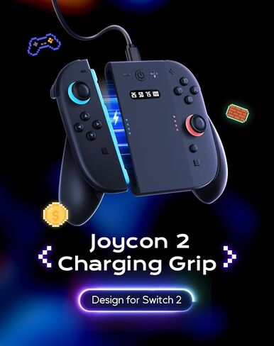 Joycon Charger Grip for Nintendo Switch 2 Accessories, Switch 2 Joycon Controller Comfort Charging Grips with LED Indicator,Play While Charging in Saudi Arabia