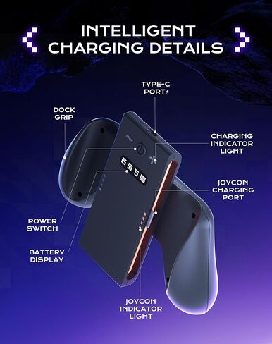 Joycon Charger Grip for Nintendo Switch 2 Accessories, Switch 2 Joycon Controller Comfort Charging Grips with LED Indicator,Play While Charging in Saudi Arabia