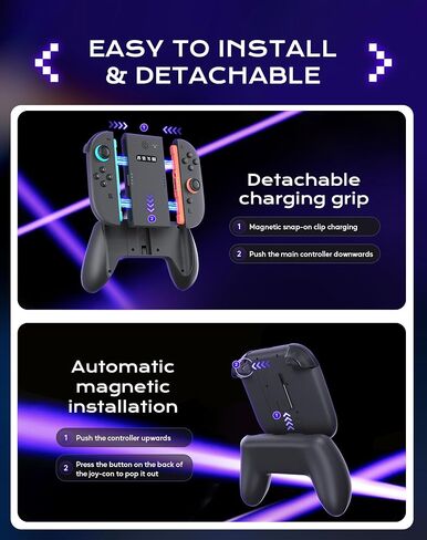 Joycon Charger Grip for Nintendo Switch 2 Accessories, Switch 2 Joycon Controller Comfort Charging Grips with LED Indicator,Play While Charging in Saudi Arabia