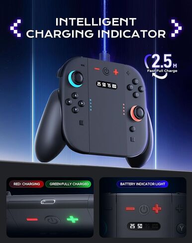 Joycon Charger Grip for Nintendo Switch 2 Accessories, Switch 2 Joycon Controller Comfort Charging Grips with LED Indicator,Play While Charging in Saudi Arabia
