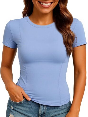 Athletic Tops for Women Short Sleeve Workout Shirt Gym Tee in Saudi Arabia