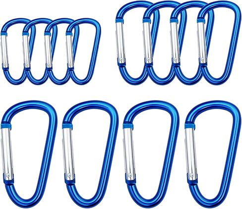 Carabiner Clip Multi Size Pack ، Carabiner من الألومنيوم تشمل الكاربينات الصغيرة 2 بوصة ، متوسطة 2.3 بوصة حلقة ، كبيرة 3 بوصات من الكاريبينر للظهر على ظهره in Kuwait