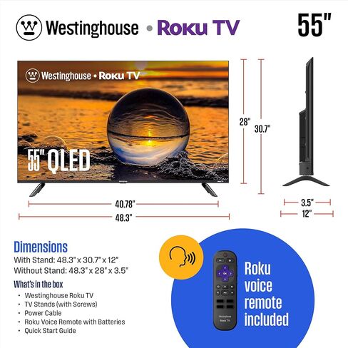 Westinghouse Roku TV - تلفزيون ذكي 43 بوصة ، تلفزيون 4K UHD QLED W/HDR 10+ ، Dolby Vision ، Wi -Fi & Mobile App Connectivity ، على الشاشة المسطحة متوافقة مع Apple HomeKit و Alexa و Google Assistant in Saudi Arabia