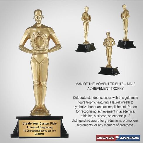 Decade Awards Personalized Male Achievement Trophy - Engraved Golden Achievement Award - Celebrate Success in All Endeavors - Customize Now (8 Inch) in Saudi Arabia