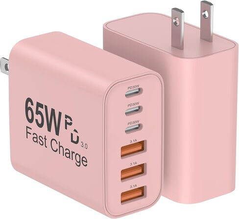 USB C Charger Block, 2-Pack 65W 6-Port USB C Wall Charger iPhone Charger Fast Charging PD Power Adapter+QC Wall Plug Multiport Type C Brick Chargers for iPhone 16 15 14 13 12 11 Pro Max XS,Samsung in Saudi Arabia