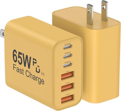 USB C Charger Block, 2-Pack 65W 6-Port USB C Wall Charger iPhone Charger Fast Charging PD Power Adapter+QC Wall Plug Multiport Type C Brick Chargers for iPhone 16 15 14 13 12 11 Pro Max XS,Samsung in Saudi Arabia
