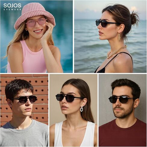 Sojos Retro Rectangle Aviator نظارات شمسية للنساء الرجال العصرية التسعينات كلاسيكية إطار مربع الظلال SJ2627 in Saudi Arabia