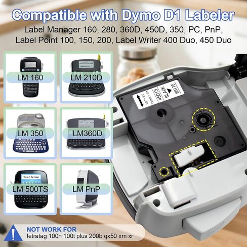 Boyeezon متوافق مع Dymo D1 Clear Label Tape 45010 S0720500 استبدال Dymo labelmanager 160 210d 280 360d صانع الملصقات ، 1/2 بوصة × 23 قدم (12 مم × 7 م) ، 3 حزم in Kuwait