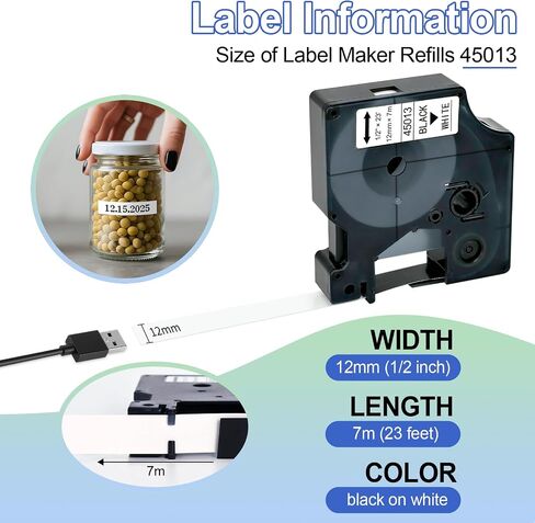 Boyeezon متوافق مع Dymo D1 Clear Label Tape 45010 S0720500 استبدال Dymo labelmanager 160 210d 280 360d صانع الملصقات ، 1/2 بوصة × 23 قدم (12 مم × 7 م) ، 3 حزم in Kuwait