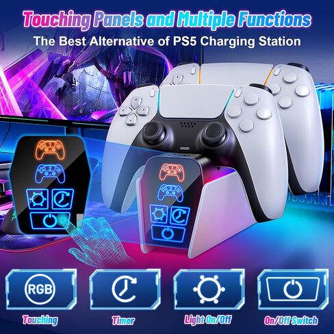 PS5/PS5 Slim/Pro Stand with Adjustable Cooling Fan, PS5 Cooling Stand for PS5/PS5 Slim/Pro, PS5 Cooling Station with Dual Controller Chargers and RGB Light for PlayStation Vita Skins in Kuwait