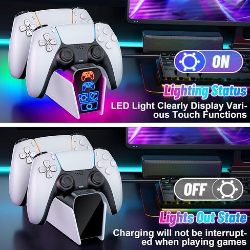 PS5/PS5 Slim/Pro Stand with Adjustable Cooling Fan, PS5 Cooling Stand for PS5/PS5 Slim/Pro, PS5 Cooling Station with Dual Controller Chargers and RGB Light for PlayStation Vita Skins in Kuwait