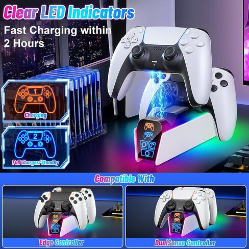 PS5/PS5 Slim/Pro Stand with Adjustable Cooling Fan, PS5 Cooling Stand for PS5/PS5 Slim/Pro, PS5 Cooling Station with Dual Controller Chargers and RGB Light for PlayStation Vita Skins in Kuwait