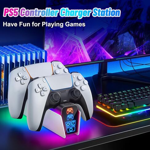 PS5/PS5 Slim/Pro Stand with Adjustable Cooling Fan, PS5 Cooling Stand for PS5/PS5 Slim/Pro, PS5 Cooling Station with Dual Controller Chargers and RGB Light for PlayStation Vita Skins in Kuwait