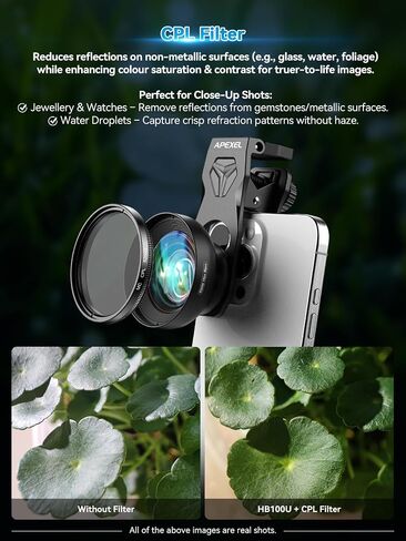APEXEL 100Ultra Macro Lens - Enhanced Version Smartphone Lens for iPhone, Samsung, Pixel | Professional Macro Photography of Flowers, Iinsects, Jewelry, Food Details and Other Small Objects in Saudi Arabia