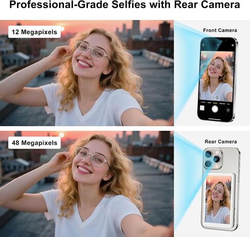 شاشة شاشة Selfie Monitor لـ iPhone/Android ، شاشة Selfie Magnetic Phone VLOG مع بطارية 1800 مللي أمبير في الساعة وبلوتوث عن بعد ، شاشة الكاميرا اللاسلكية للبث/Tiktok (أبيض) in Kuwait