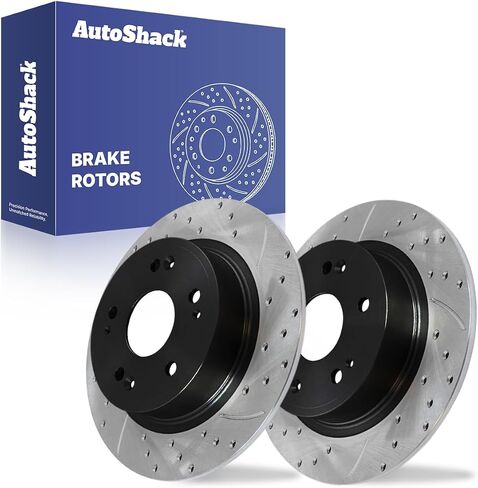 AutoShack Black Hat Drilled and Slotted Brake Rotors Rear Brake Rotor Replacement Kit for 2003-2007 Honda Accord 2004-2008 Acura TSX 2.4L 3.0L V6 FWD PR41317LR in Saudi Arabia