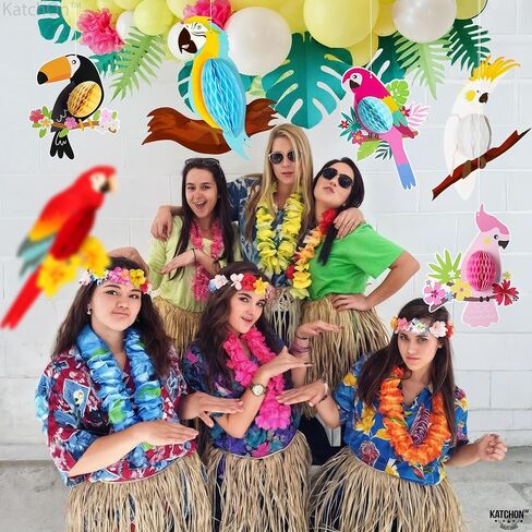 KatchOn, Tropical Birds Honeycomb Cutouts - Big, Pack of 6 | Jungle Theme Decorations, Luau Party Decorations | Tropical Party Decorations, Hawaiian Party Decorations | Rainforest Decor, Tiki Party in Saudi Arabia