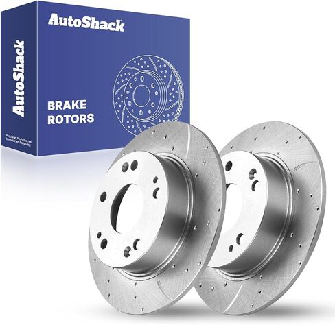 Autoshack Black Hat حفر ودوارات فرامل متداول للفرامل الخلفية مجموعة استبدال دوار الفرامل الخلفية لعام 2003-2007 هوندا أكورد 2004-2008 ACURA TSX 2.4L 3.0L V6 FWD PR41317LR in Kuwait