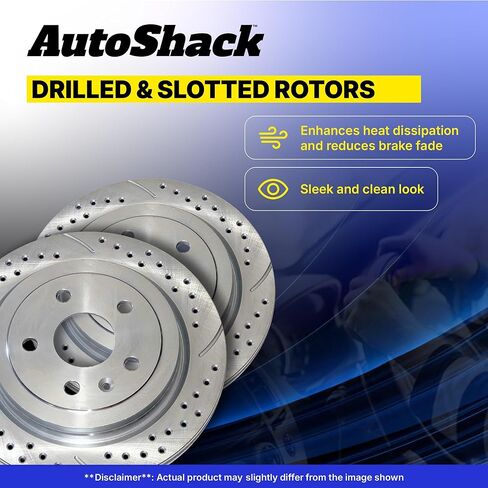 Autoshack Black Hat حفر ودوارات فرامل متداول للفرامل الخلفية مجموعة استبدال دوار الفرامل الخلفية لعام 2003-2007 هوندا أكورد 2004-2008 ACURA TSX 2.4L 3.0L V6 FWD PR41317LR in Kuwait