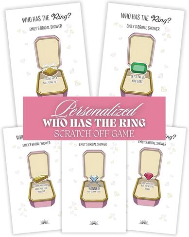 Cotier Who Has The Ring Bridal Shower Game - Funny Scratch Off Lottery Ticket Cards - 2 Winners - Wedding Shower or Engagement Party, Bachelorette Party Favors and Decorations - Party Game - 30 Pack in Saudi Arabia