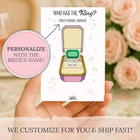 Cotier Who Has The Ring Bridal Shower Game - Funny Scratch Off Lottery Ticket Cards - 2 Winners - Wedding Shower or Engagement Party, Bachelorette Party Favors and Decorations - Party Game - 30 Pack in Saudi Arabia