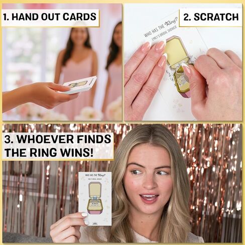 Cotier Who Has The Ring Bridal Shower Game - Funny Scratch Off Lottery Ticket Cards - 2 Winners - Wedding Shower or Engagement Party, Bachelorette Party Favors and Decorations - Party Game - 30 Pack in Saudi Arabia