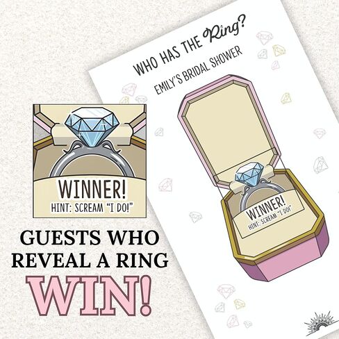 Cotier Who Has The Ring Bridal Shower Game - Funny Scratch Off Lottery Ticket Cards - 2 Winners - Wedding Shower or Engagement Party, Bachelorette Party Favors and Decorations - Party Game - 30 Pack in Saudi Arabia
