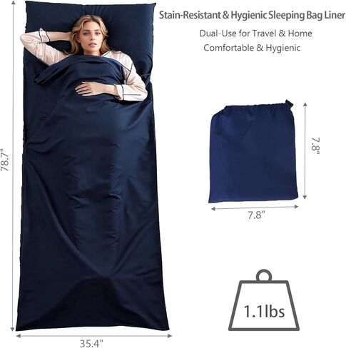 Wind Tour Sleeping Bag Liner Adult Sleep Sack Lightweight Portable Travel Sheets for Hotel Double Sleeping Bag Liners for Camping Backpacking Hotels in Kuwait