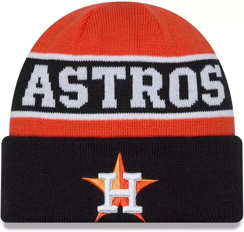New Era Houston Astros Reversible Cuffed Knit Beanie Hat Black Orange in Saudi Arabia
