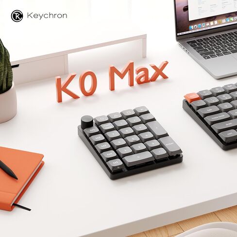 Keychron K0 Max QMK Wireless Custom Number Low-Profile RGB Backlit(Hot-Swappable) Banana Switch Keypad,2.4 GHz & Bluetooth 5.3 Connection, 1000Hz Polling Rate-Knob in Saudi Arabia