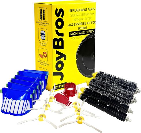 ملحقات قطع غيار JoyBros متوافقة مع iRobot Roomba All 600 Series: 670 671 675 677 690 692 694 650 665 إطارات عجلة تصفية فرشاة الأسطوانة الرئيسية الجانبية in Kuwait