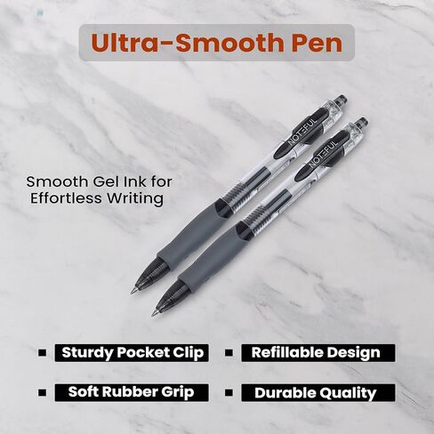 Retractable Click Gel Pens For Journaling, Smooth Writing, Black Gel Ink Fine Point Pen (0.5 mm), Pack of 8 in Kuwait