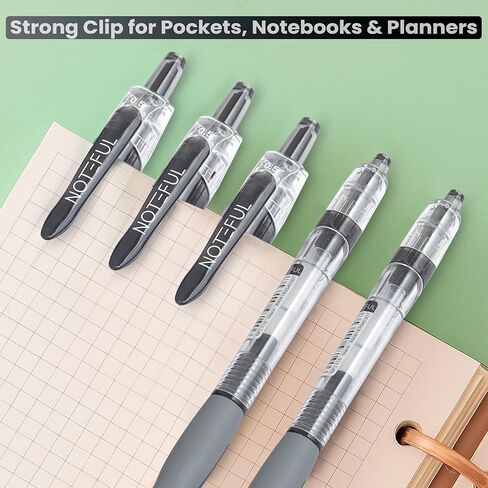 Retractable Click Gel Pens For Journaling, Smooth Writing, Black Gel Ink Fine Point Pen (0.5 mm), Pack of 8 in Kuwait