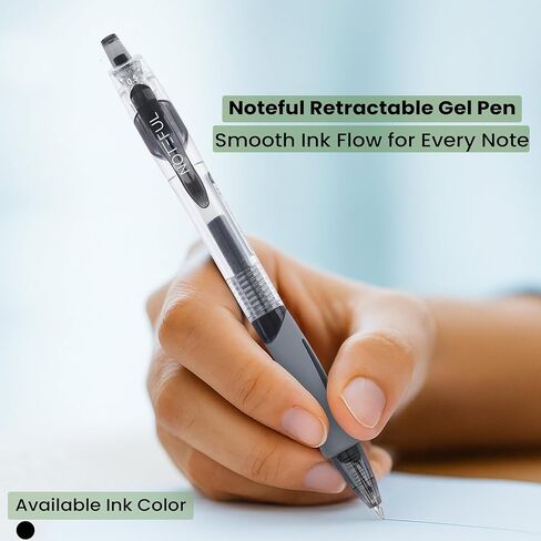 Retractable Click Gel Pens For Journaling, Smooth Writing, Black Gel Ink Fine Point Pen (0.5 mm), Pack of 8 in Kuwait