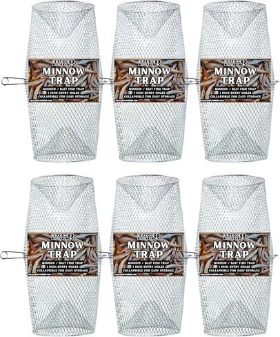 Minnow Trap Small Bait Fish Trap Torpedo Galvanized Steel for Crawfish Crawdads Silver Clear (1 Inch Entry Hole) Bait Traps (2 Pack) in Kuwait