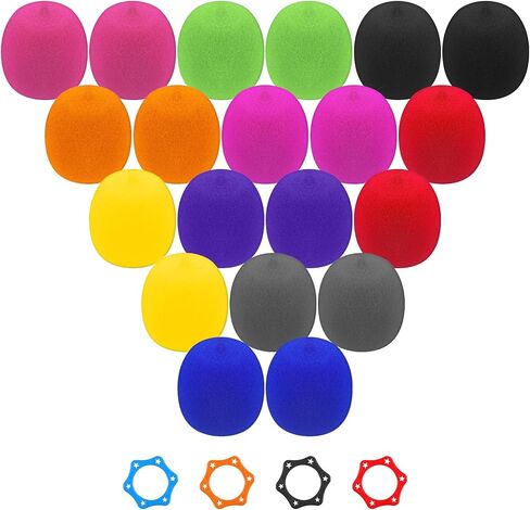 20 Pcs Microphone Cover Foam Thick Handheld Stage Microphone Windscreen Reusable Microphones Cover Colorful Mic Filter for Most Handheld Microphones Karaoke DJ (10 Color) in Saudi Arabia