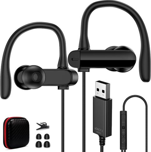سماعات USB C الأذن سلكية على سماعات الأذن لـ iPhone 17 16 Pro Max Samsung S25 S24 Ultra A17 A16 ، سماعات سماعات سلكية من النوع C Sport مع خطافات أذن وميكروفون حلقة لـ iPad Pro Air Galaxy Z Fold 7 in Kuwait