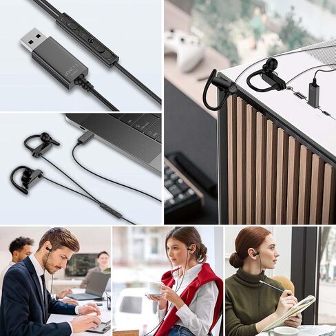 سماعات USB C الأذن سلكية على سماعات الأذن لـ iPhone 17 16 Pro Max Samsung S25 S24 Ultra A17 A16 ، سماعات سماعات سلكية من النوع C Sport مع خطافات أذن وميكروفون حلقة لـ iPad Pro Air Galaxy Z Fold 7 in Kuwait