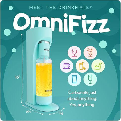 Drinkmate OmniFizz Sparkling Water and Soda Maker, Carbonates Any Drink, Special Bundle - Includes 60L CO2 Cylinder, Two Carbonation Bottles, and Fizz Infuser (Matte Black) in Kuwait