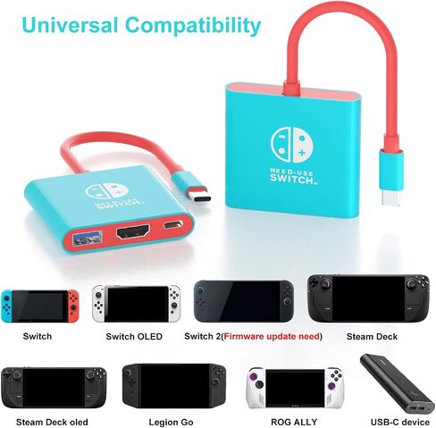 Switch 2 Dock ، محطة Dock TV المحمولة للتبديل/التبديل 2/Steam Deck/Rog Ally/Legion Go ، 3-in-1 Switch 2 Dock مع HDMI 4K@60Hz ، USB 3.0 و 100W شحن PD منفذ PD in Kuwait