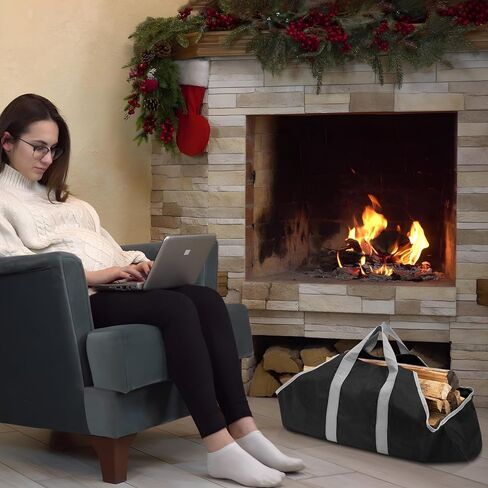 Stanbroil Canvas Firewood Carrier Bag, Durable Firepalce Log Tote with Handles for Wood Fire Stove, Outdoor Camping in Saudi Arabia