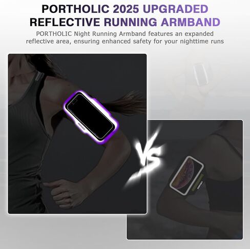Running Armband with Large Reflective Strips, for iPhone 16 15 Pro 14 Plus 13 11 XR XS, Galaxy S25/24/S10 Water Resistant Sports Phone Holder Case with Extension Strap, Key Card Slot, Earphone Holder in Kuwait