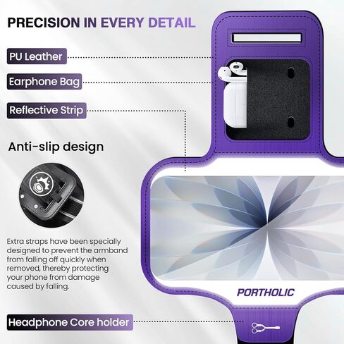 Running Armband with Large Reflective Strips, for iPhone 16 15 Pro 14 Plus 13 11 XR XS, Galaxy S25/24/S10 Water Resistant Sports Phone Holder Case with Extension Strap, Key Card Slot, Earphone Holder in Kuwait